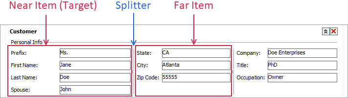 Splitter - Near and Far Layout Items - VCL Components, DevExpress
