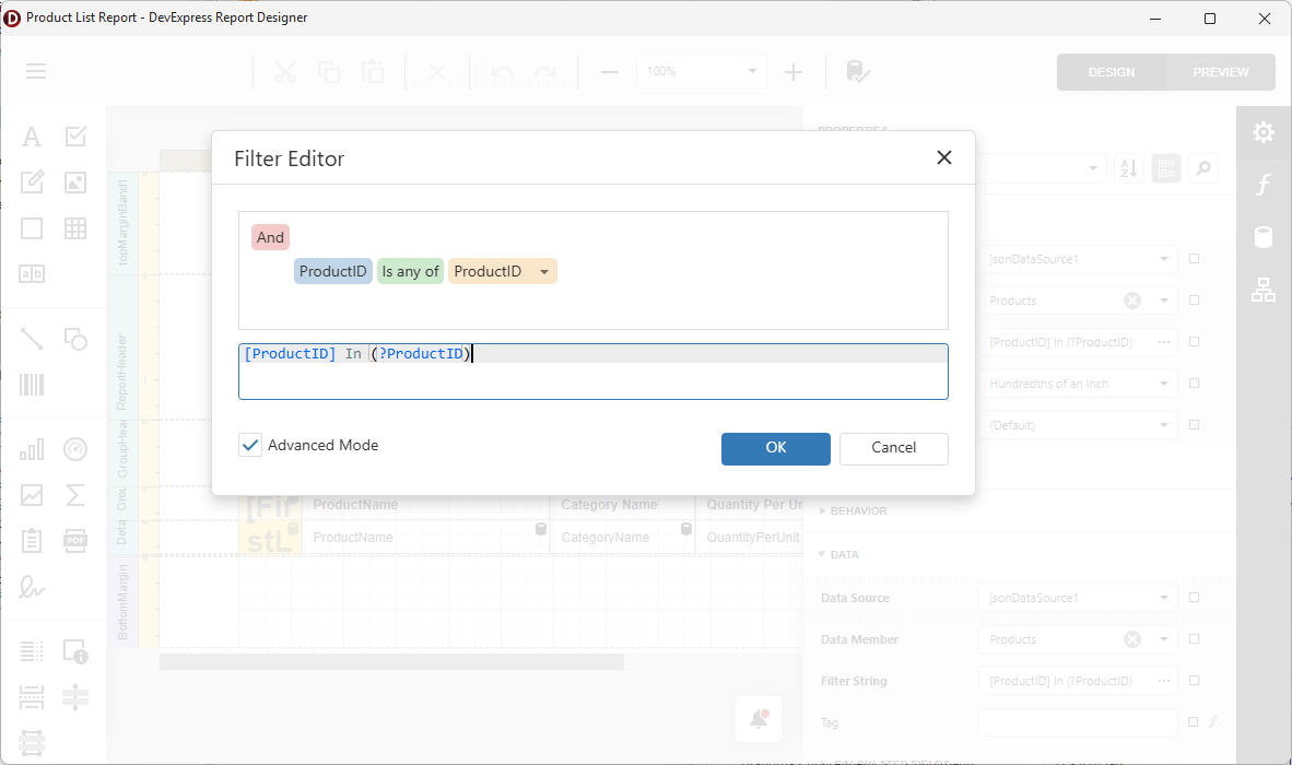 AI-Powered Reports - A Report Designer Filter Editor Example - VCL Components, DevExpress